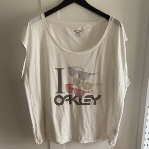Oakley Women's White Tee with Sunglasses Graphic